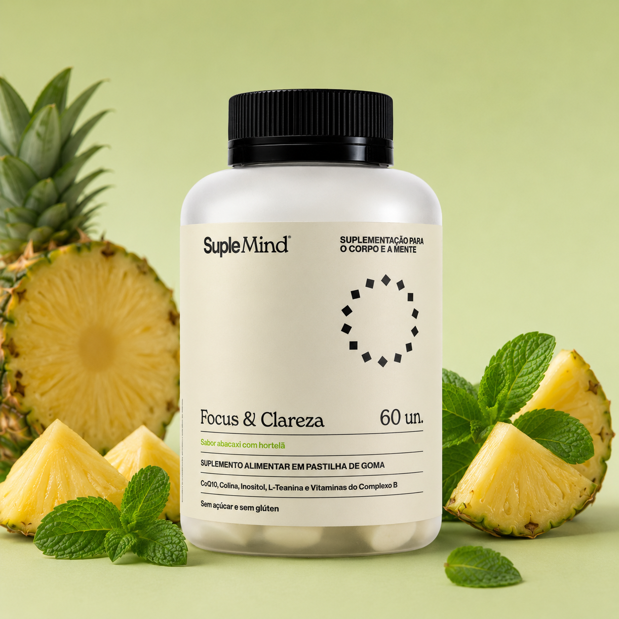 Focus & Clareza SupleMind — gummy de foco com Bacopa, Ginkgo e L-teanina