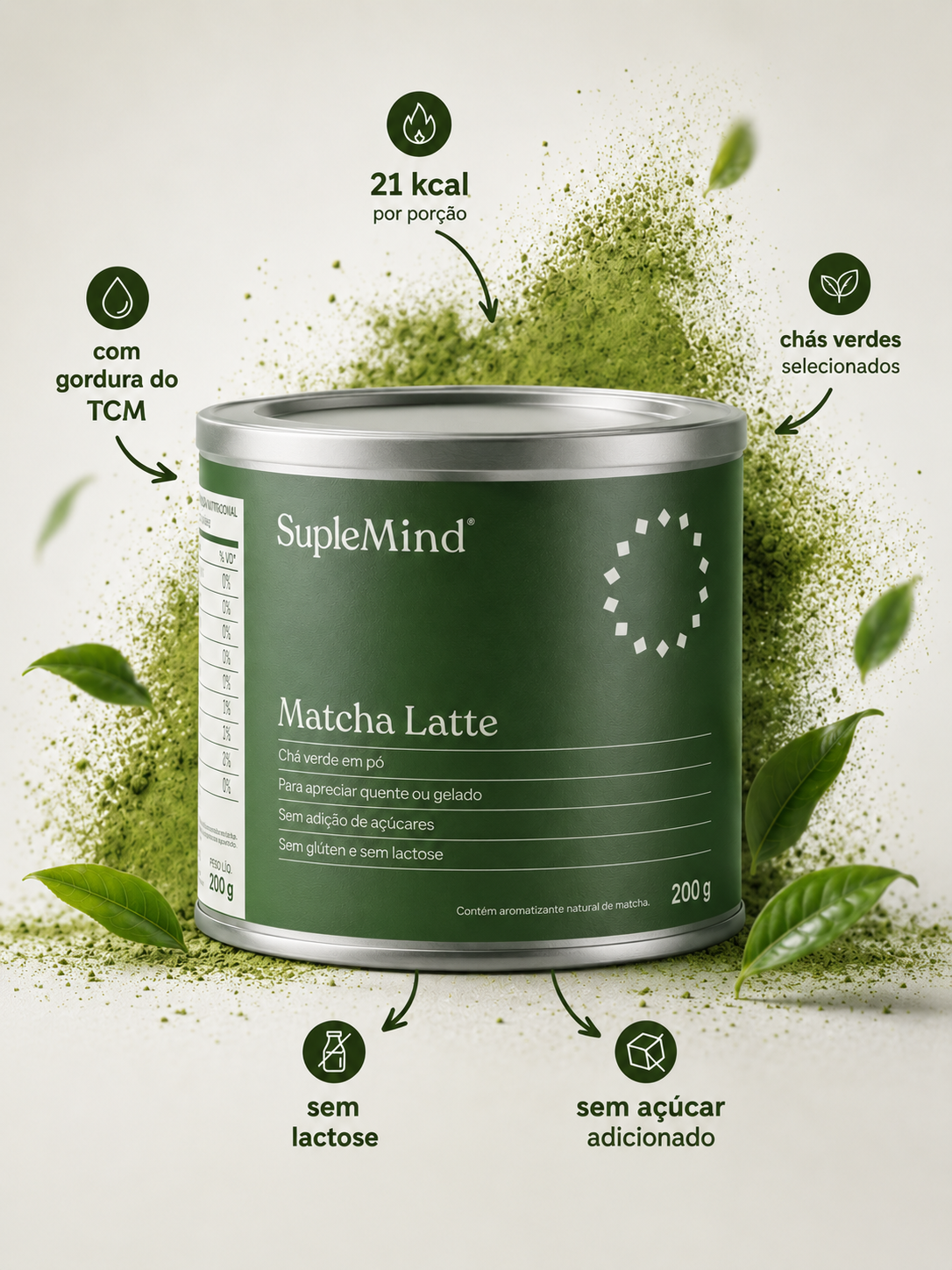 Matcha Latte SupleMind — antioxidantes, L-teanina e energia sustentada