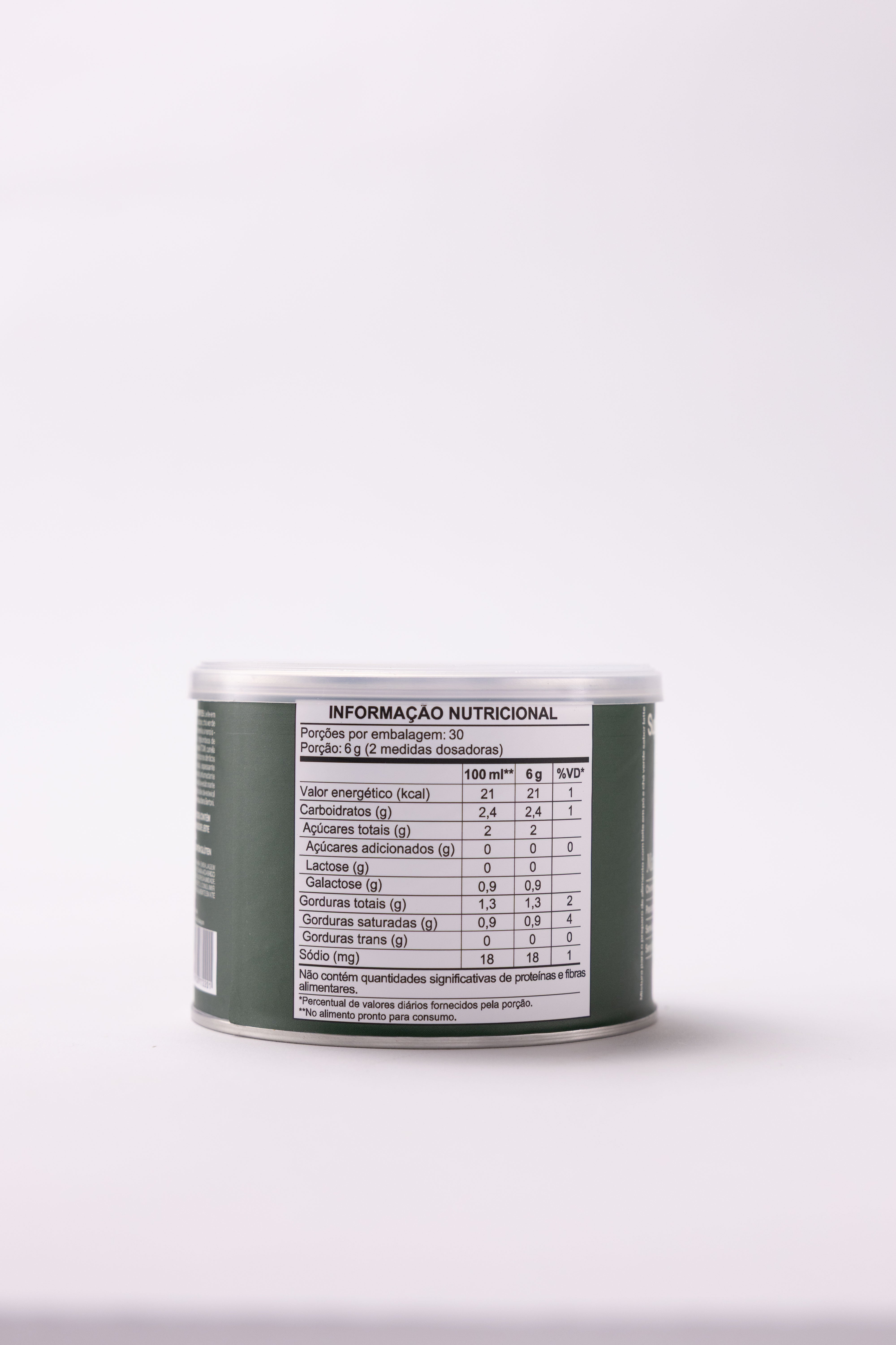 Rótulo nutricional do Matcha Latte SupleMind 180g