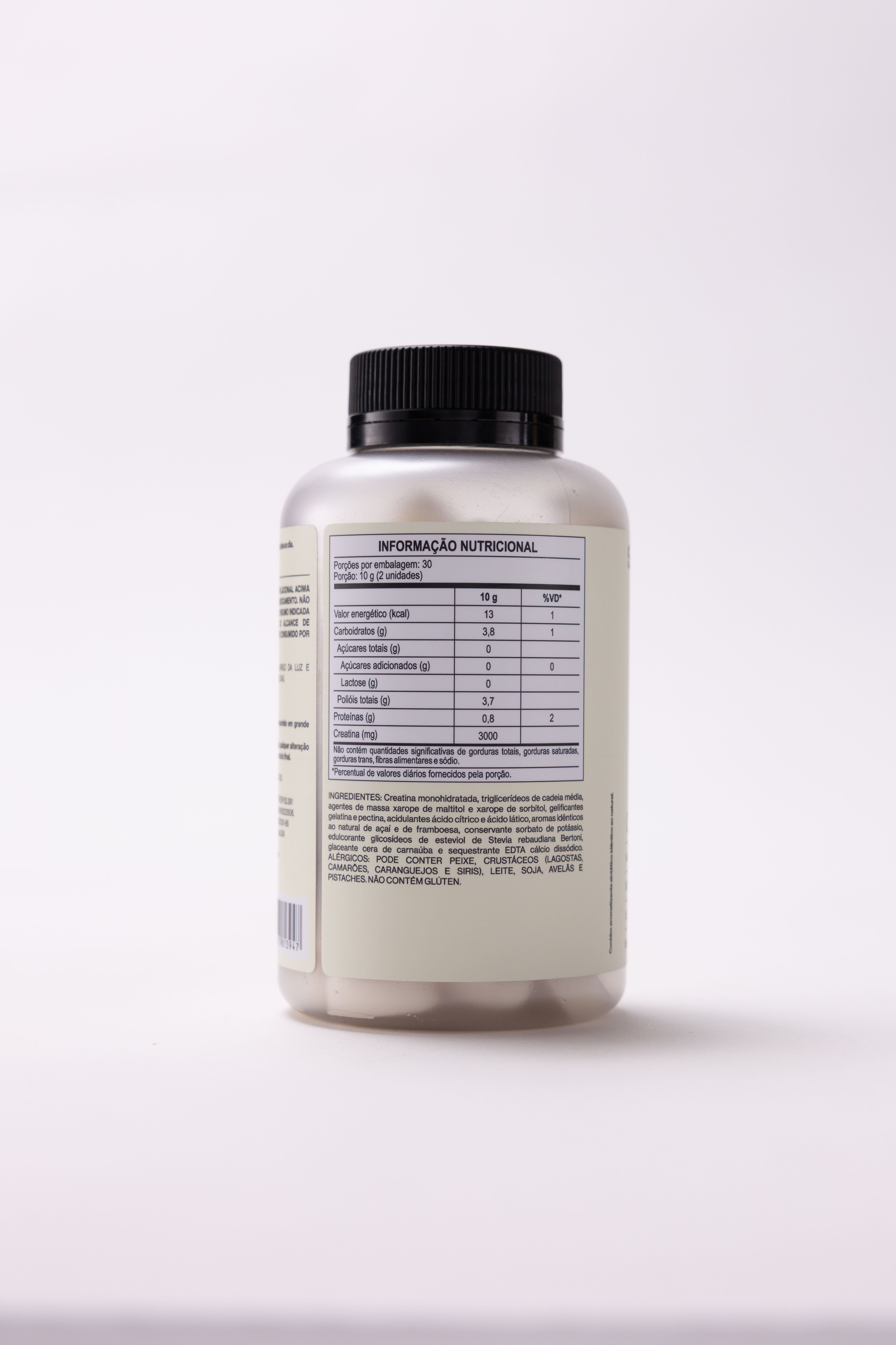 Rótulo nutricional da Creatina Gummy SupleMind sabor Framboesa